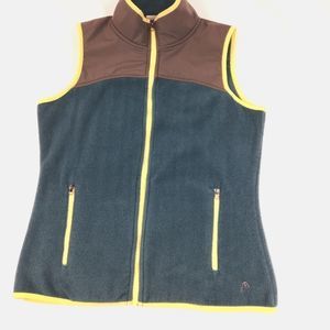 HEAD fleece vest full zip front pockets mock collar women's medium contrast trim
